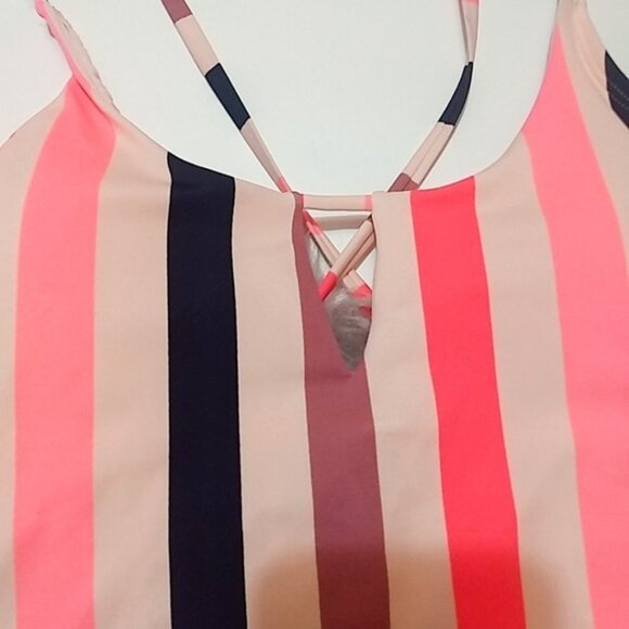 Xhilaration | Pink Striped One Piece Swimsuit Med - Picture 7 of 7